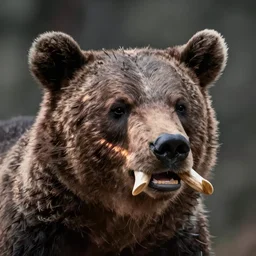 a bear with large ears and tusks. tusks, boar tusks