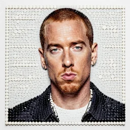 mosaic of eminem made using pills, high quality