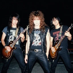 john berkey painting of an anime metal band photo, direct flash photography at night, film grain