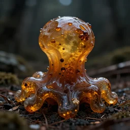 living blob made out of amber, hd