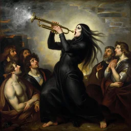 Razorpunk the wailing banshee trumpets your name and bursts your eardrums with her sonic assault nicola samori jonas de ro jim mahfood christian schad ilya repin giorgio de chirico giotto leonardo da vinc oil painting