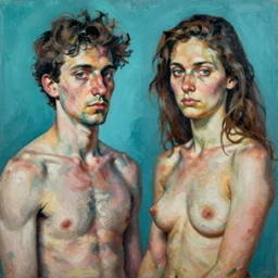 high quality high detail painting by lucian freud and jenny saville, hd, crazy, turquoise