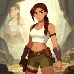 sexy beautiful lara croft, cartoon, rpg character, humblewood art style, concept art, fantasy