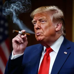 a photo of donald trump smoking a cigarrette