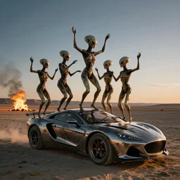 aliens dancing on a art car at burningman