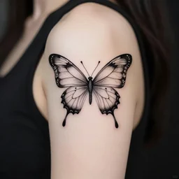line - art elegant tattoo design of a butterfly