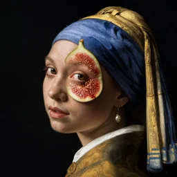 a woman's face in profile, made of fig, in the style of the dutch masters and gregory crewdson, dark and moody