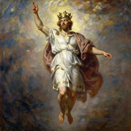 beautiful impressionistic oil painting portrait of ancient roman god emperor steve buscemi ascending wearing the civic crown levitating in religious pose, art by anders zorn, wonderful masterpiece by greg rutkowski, expressive brush strokes, beautiful cinematic light, american romanticism by greg manchess, jessica rossier
