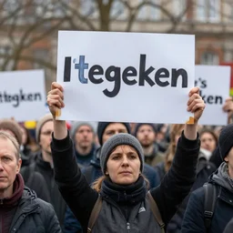 protesters holding up signs that have'tegeken'written on them, hd