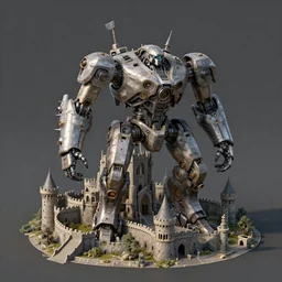 concept art of castle that can transform into a robot, 3 d - concept, model, 4 k, unreal engine 5