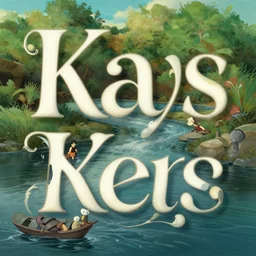 typography river, by kaws, studio ghibli by tim hildebrandt, michael whelan, background environment. sharpen. an intricate, elegant, highly detailed digital painting, concept art, smooth