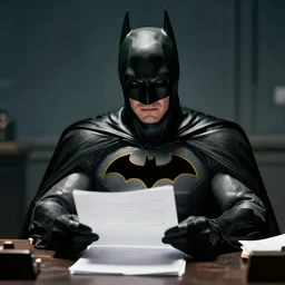 batman doing paperwork