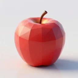 apple on a table, low polygon, 3 d render, closeup