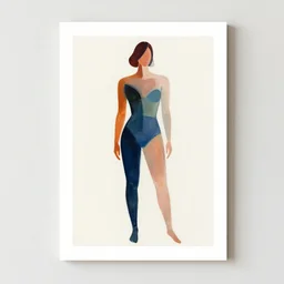 gouache painting, abstract illustration art print, full body figure of woman, by gary hume, blank canvas background, trending on society 6