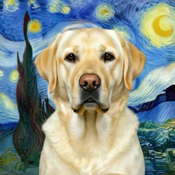 portrait of a labrador + van ghogh