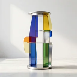 furniture rendering, stainless steel and color glass, trending on frame magazine, trending on behance, bright light enviroment, contemporary sculpture, keyshot rendering, like art gallery