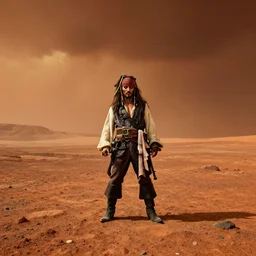 shot of pirates of the caribbean on the surface of Mars 4k quality landscape cinematic wide scene still image concept realistic MOVIE
