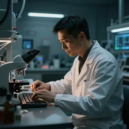 a cyberpunk laboratory technician