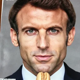 closeup portrait of emmanuel macron as a macaron, natural light, sharp, detailed face, magazine, press, photo, steve mccurry, david lazar, canon, nikon, focus