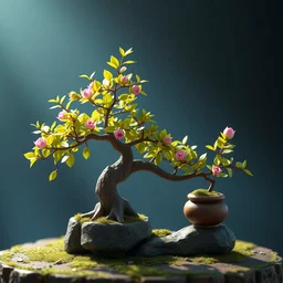 poket cute bonsai, 3 d nature sprites, unreal engine 5, octane render, detailed, cinematografic, cinema 4 d, nvidia ray tracing graphics, artstation, greg rutkowski style
