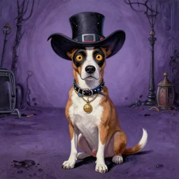 tim burton painting of a dog in the style of chicano street style