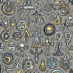 set of fantasy icons. very detailed. vector images.
