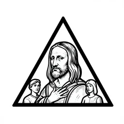 logo with people inside in the triangle, Leonardo da Vinci style