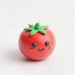 cute tomato 🍅  that looks like the iOS emoji and has the same colors, 3D clay render, 4k UHD, white background, isometric top down left view, diffuse lighting, zoomed out very far
