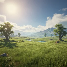 field, fantasy, unreal engine, noon