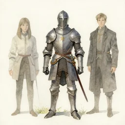 a simple and atmospheric watercolour fantasy character concept art painting of a fairytale brave knight, very muted colors, by rebecca guay, michael kaluta, charles vess and jean moebius giraud