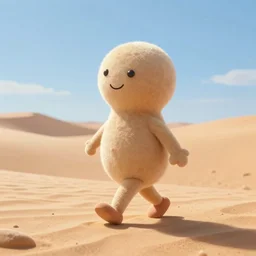 a protein, a protein, a protein walking in a sunny desert, cartoon