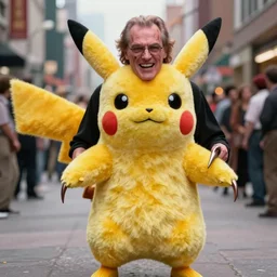 Jack Nicholson dressed up as Pikachu, horror, evil, claws, epic scene from a film 1980 cinematography