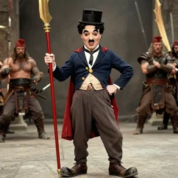 Charlie Chaplin as God of war