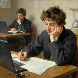 gigachad studying for exam, relaxed and chill atmosphere, high definition, highly detailed painting by gaston bussiere, j. c. leyendecker, craig mullins