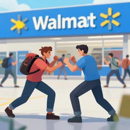 people fighting in walmart, league of legends style