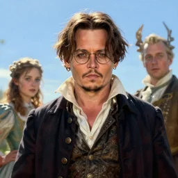 still film, johnny depp as the clumsy adorable male victor van dort from the corpse bride if made by krenz cushart and wenjun lin, portrait, illustration, rim light, top light, summer clear blue sky, perfectly shaded, soft painting, epic, intricate, art