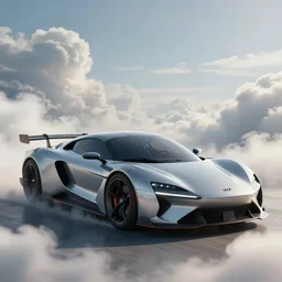 a random crossover design sport car in a utopia world. art by filip hodas. clouds by rhads. car by kia.