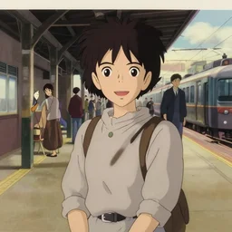 a japanese anime traditional lo - fi trainstation, a cat, moody neutral hipster tones, joy gaze, cel - shaded, classical animation, cinematic, edge - to - edge print, rendered by studio ghibli, artgerm, alyssa monks, andreas rocha, david kassan, neil blevins