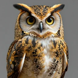bespectacled owl, modigliani, intricate detail, klimt, octane render, unreal engine,