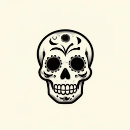 a small vector tattoo design. tribal. sugar skull.