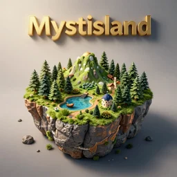 myst island, 3d render, original, photorealistic