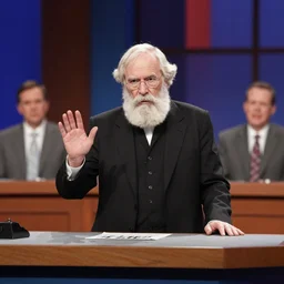 theologian John Calvin on Jeopardy, production stills,