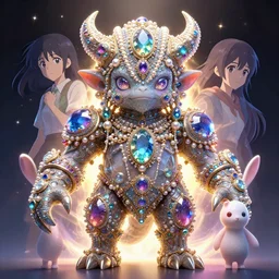 maximalist detailed gemstone golem portrait by adoryanti, holosomnia, electrixbunny, rendered in discodiffusion. ornated and decorated with pearls and gems, behance hd by jesper ejsing, by rhads, makoto shinkai and lois van baarle, ilya kuvshinov, ray tracing hdr radiating a glowing aura