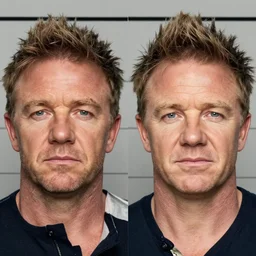 gordon ramsay and neil patrick harris, pirates, focused, mugshots, photoshoot, sharp details, face photo, face details sharp, by donato giancola and greg rutkowski and wayne barlow and zdzisław beksinski, eyeballs, product photography, action figure, sofubi, studio lighting, colored gels, colored background,