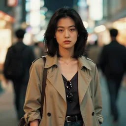 asian fashion model, in tokio, still of movie in the mood for love, 3 5 mm, highly detailed