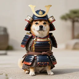 ukiyo - e dog wearing samurai armor
