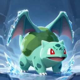 Bulbasaur of ice, digital Art, Greg rutkowski, Trending artstation,cinematic