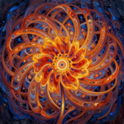 fractal flame flower, intricate oil painting by greg rutkowski, trending on artstation