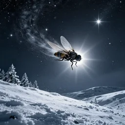 fly and light landscape stars snow detailed illustration surrealism by pascal campion