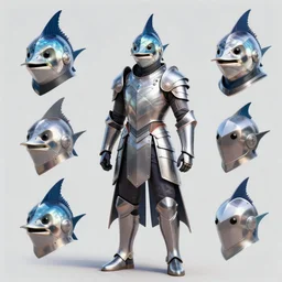 swordfish armor, armor inspired by a swordfish, complete with swordfish mask, artstation character reference sheet